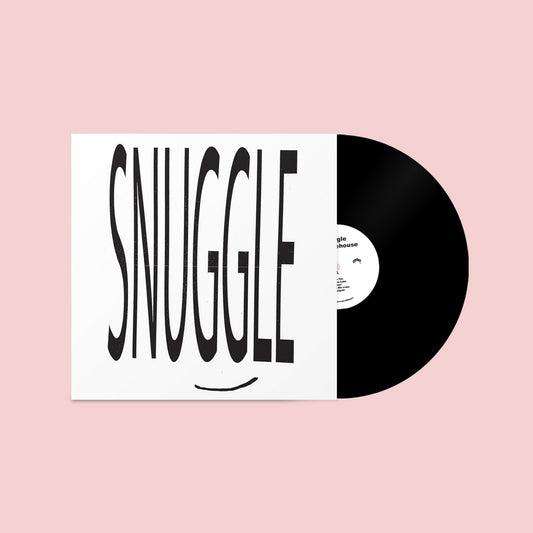 Vinyl record with 'SNUGGLE' text on a pink background