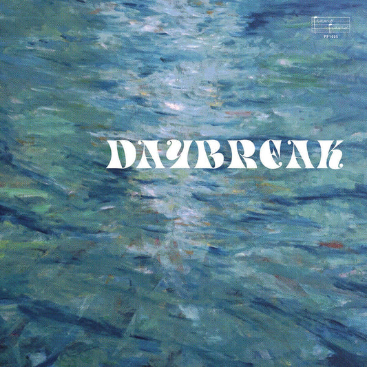 Album cover with 'Daybreak' text over a textured blue and green background