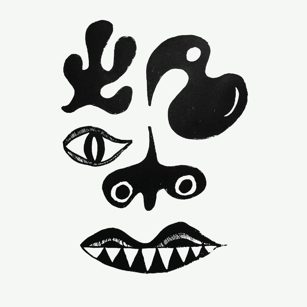 Cover art for Tasmin - Tezeta, featuring a black and white abstract face design on a white background