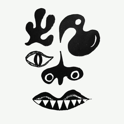 Cover art for Tasmin - Tezeta, featuring a black and white abstract face design on a white background