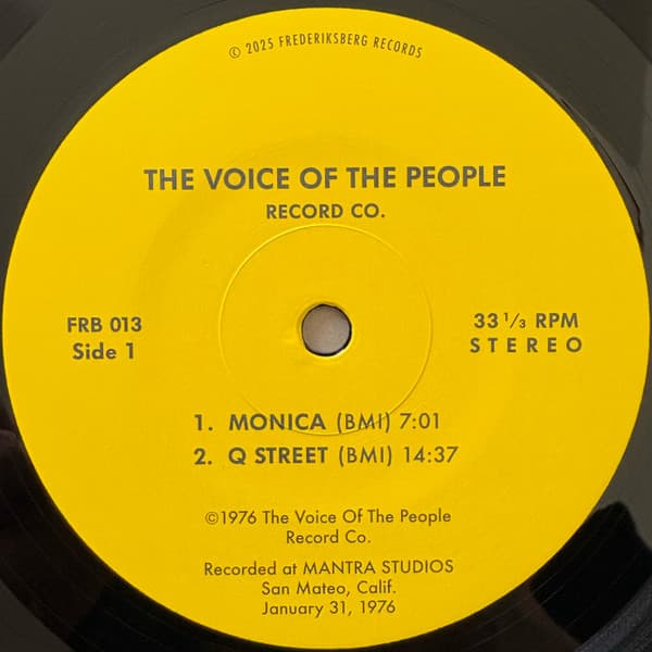 Vinyl record label for 'The Voice of the People' Record Co. with track listing and studio information.