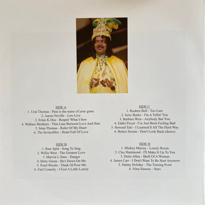 Tracklist for Cover of "The Truth Is A Lie" 2LP soul compilation.