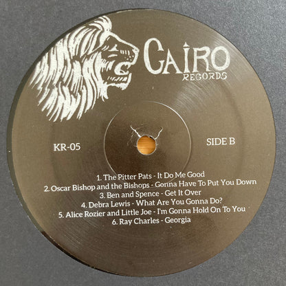 Vinyl label, side B, for “The World Is a Cafeteria” 2LP soul compilation by Cairo Records. 