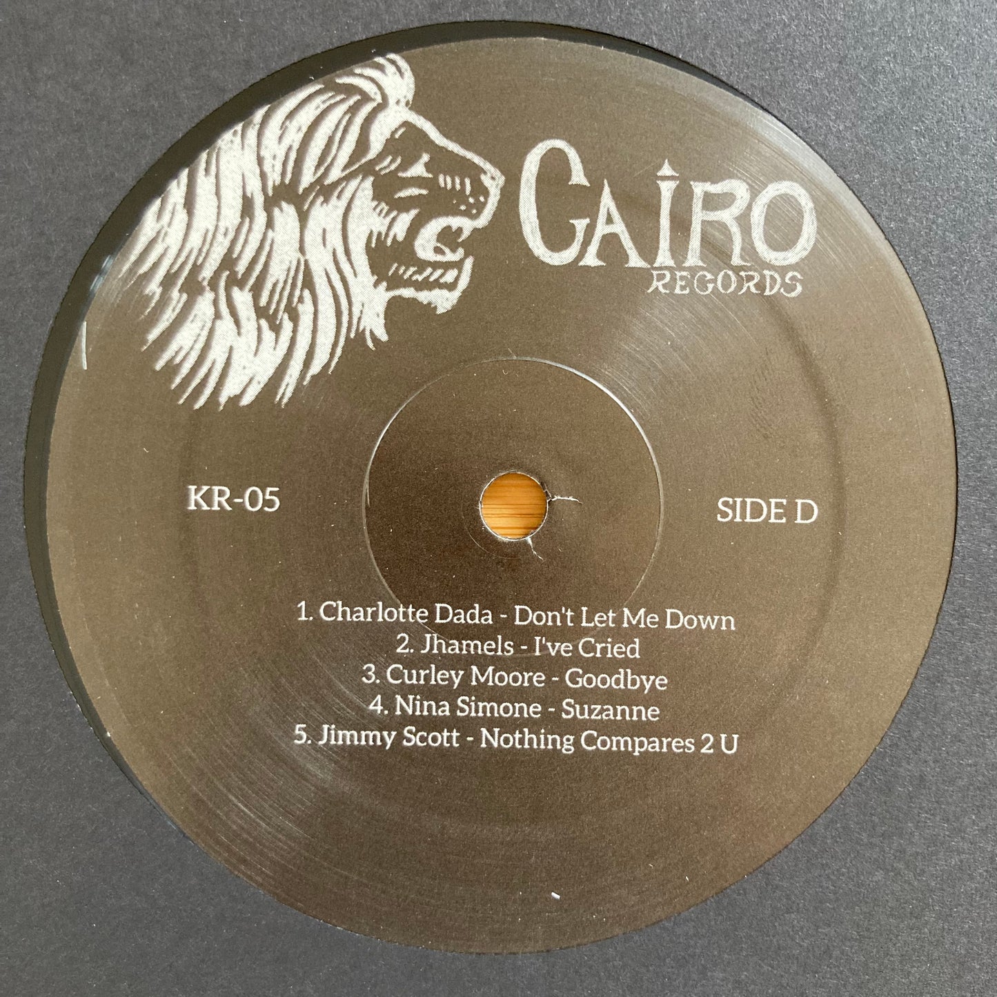 Vinyl Label, side D for “The World Is a Cafeteria” 2LP soul compilation by Cairo Records. 
