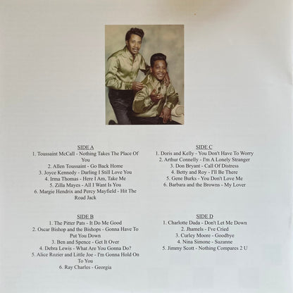 Tracklist for “The World Is a Cafeteria” 2LP soul compilation by Cairo Records. 