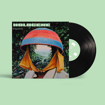 Vinyl record for Theodor - Holocene with cover featuring a person wearing colorful headwear against a natural background