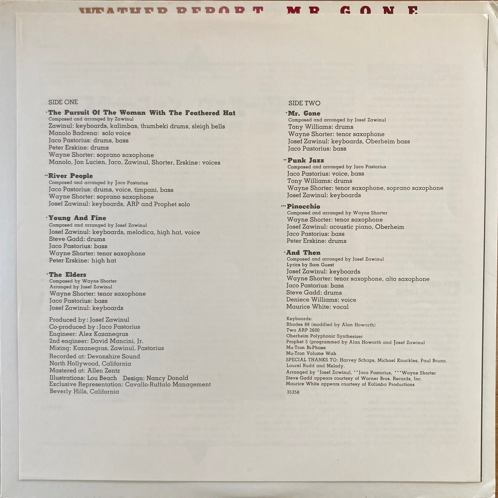 Japanese insert and obi strip laid out with Weather Report LP