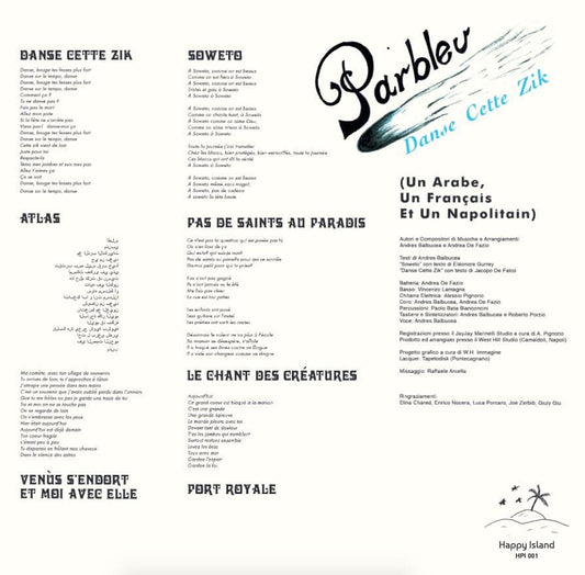Parbleu – Danse Cette Zik! LP reissue on Happy Island. A tropical blend of Afrobeat, disco, and funk, pressed on black vinyl with vibrant artwork.