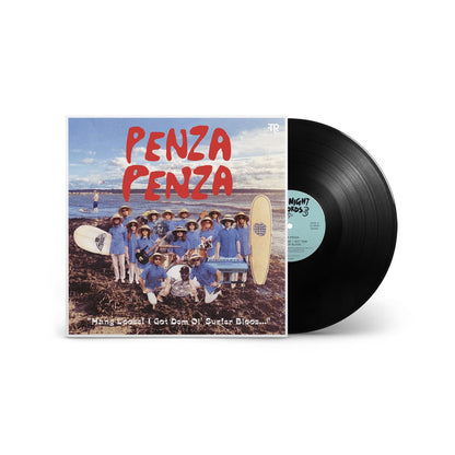 Vinyl record with a colorful cover featuring people on a beach and the text 'Penza Penza'.