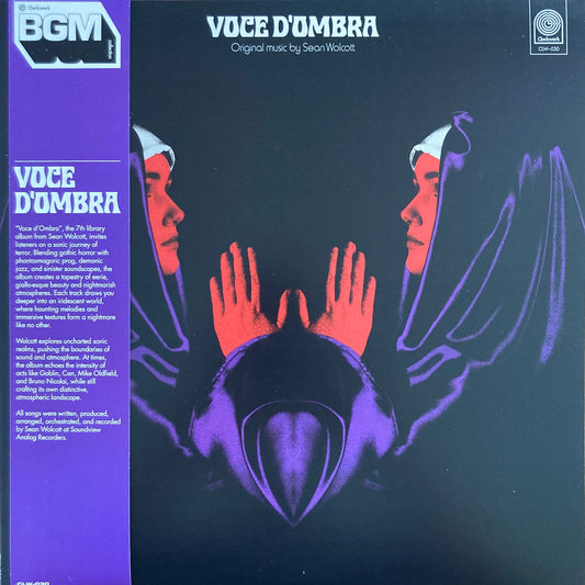 Front cover of Sean Wolcott – Voce D’Ombra 2024 LP with obi strip
